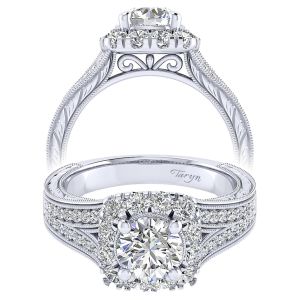 Taryn 14k White Gold Round Halo Engagement Ring TE11724R4W44JJ 
