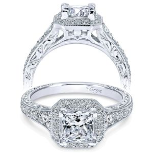 Taryn 14k White Gold Princess Cut Halo Engagement Ring TE11793S4W44JJ 