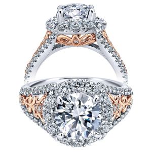 Taryn 18k White/Rose Round Halo Engagement Ring TE11980R6T83JJ 