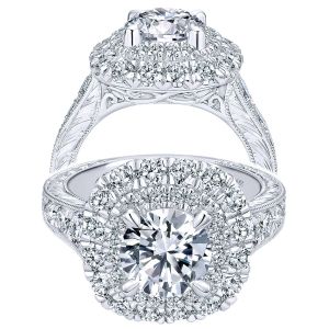 Taryn 18K White Gold Round Double Halo Engagement Ring TE11984R6W83JJ 