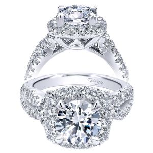 Taryn 18k White Gold Round Halo Engagement Ring TE11991R8W83JJ 