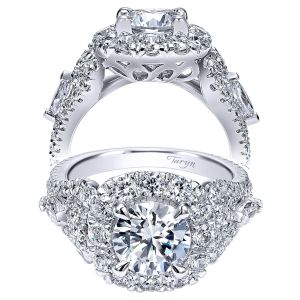 Taryn 18K White Gold Round Halo Engagement Ring TE11993R6W83JJ 