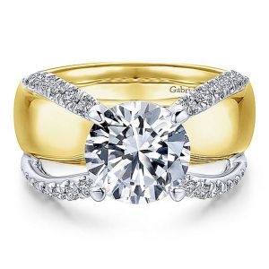 Gabriel 14k White/Yellow Round Diamond Engagement Ring ER12342R6M44JJ