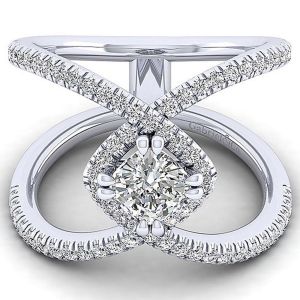 Gabriel 14 Karat Cushion Cut Halo Engagement Ring ER12644C4W44JJ