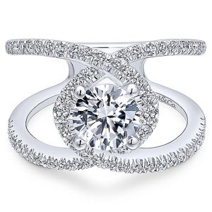 Gabriel 14 Karat Round Halo Engagement Ring ER12645R4W44JJ