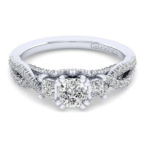 Gabriel 14 Karat Cushion Cut Diamond Engagement Ring ER12663C3W44JJ
