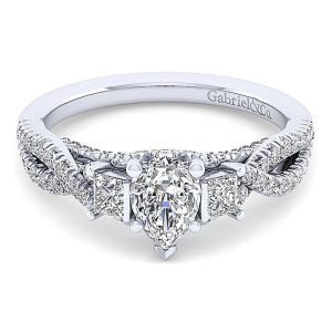Gabriel 14 Karat Pear Shape Diamond Engagement Ring ER12663P3W44JJ