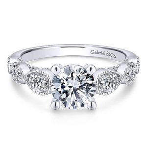 Gabriel 14 Karat Round Diamond Engagement Ring ER12803R4W44JJ