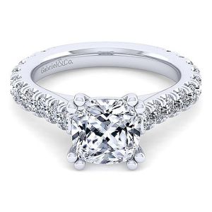 Gabriel 14 Karat Cushion Cut Diamond Engagement Ring ER13651C12W44JJ