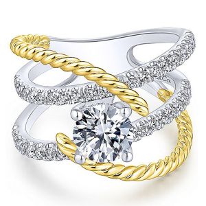Gabriel 14k White/Yellow Round Diamond Engagement Ring ER14052R4M44JJ