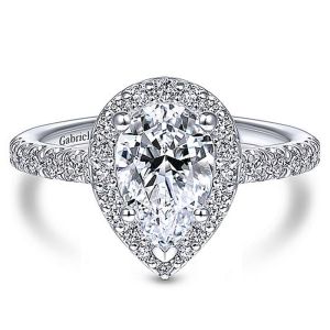 Gabriel 14 Karat Pear Shape Halo Engagement Ring ER14322W44JJ