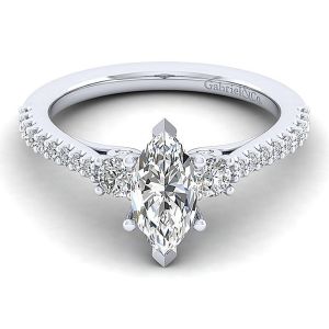 Gabriel 14 Karat Marquise 3 Stone Engagement Ring ER14332W44JJ