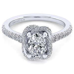 Gabriel 14 Karat Oval Halo Engagement Ring ER14412O4W44JJ