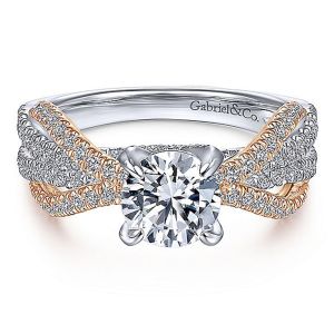Gabriel 14К White/Rose Gold Round Diamond Engagement Ring ER14418R4T44JJ