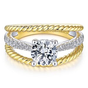 Gabriel 14k White/Yellow Round Diamond Engagement Ring ER14423R4M44JJ