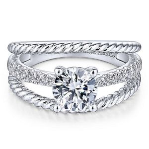 Gabriel 14 Karat Round Diamond Engagement Ring ER14423R4W44JJ