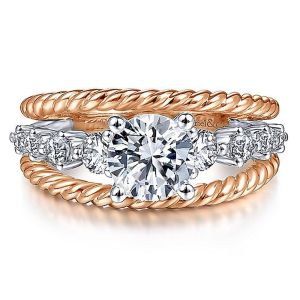 Gabriel 14К White-Rose Gold Round Diamond Engagement Ring ER14424R4T44JJ