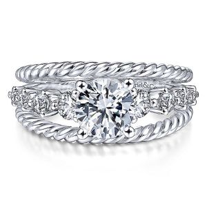 Gabriel 14 Karat Round Diamond Engagement Ring ER14424R4W44JJ