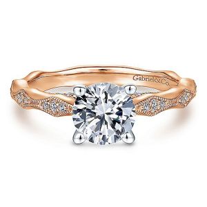 Gabriel 14k Rose/White Round Diamond Engagement Ring ER14427R4T44JJ