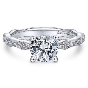 Gabriel 14 Karat Round Diamond Engagement Ring ER14427R4W44JJ