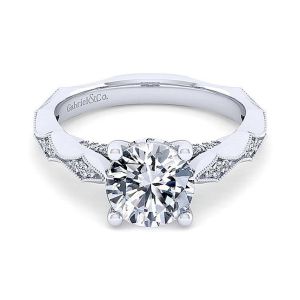 Gabriel 14 Karat Round Diamond Engagement Ring ER14427R8W44JJ