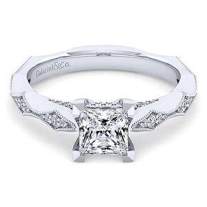 Gabriel 14 Karat White Gold Princess Cut Diamond Engagement Ring ER14427S4W44JJ