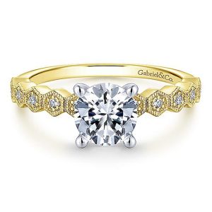 Gabriel 14k Yellow/White Round Diamond Engagement Ring ER14429R4M44JJ