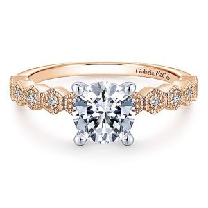 Gabriel 14k Rose/White Round Diamond Engagement Ring ER14429R4T44JJ