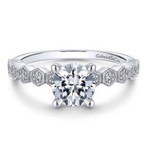 Gabriel 14 Karat Round Diamond Engagement Ring ER14429R4W44JJ
