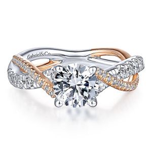 Gabriel 14k White/Rose Round Diamond Engagement Ring ER14460R4T44JJ