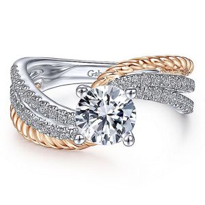 Gabriel 14К White/Rose Gold Round Diamond Engagement Ring ER14468R4T44JJ