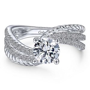 Gabriel 14 Karat Round Diamond Engagement Ring ER14468R4W44JJ