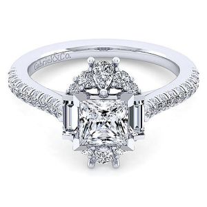 Gabriel 14 Karat Princess Cut Halo Engagement Ring ER14508S4W44JJ