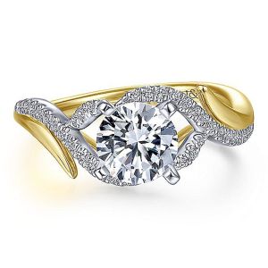 Gabriel 14k White/Yellow Round Diamond Engagement Ring ER14510R4M44JJ