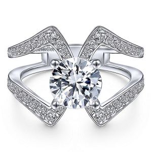 Gabriel 14 Karat Round Diamond Engagement Ring ER14617R6W44JJ