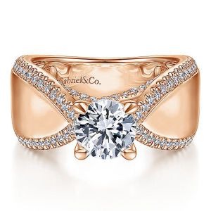 Gabriel 14К Rose Gold Round Diamond Engagement Ring ER14628R4K44JJ