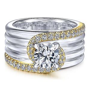 Gabriel 14k White/Yellow Round Diamond Engagement Ring ER14630R4M44JJ