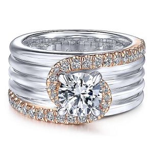 Gabriel 14К White/Rose Gold Round Diamond Engagement Ring ER14630R4T44JJ