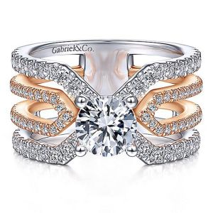 Gabriel 14К White/Rose Gold Round Diamond Engagement Ring ER14645R4T44JJ