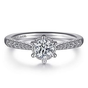 Gabriel 14 Karat Round Diamond Engagement Ring ER14658R2W44JJ