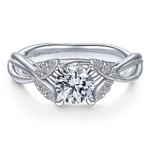 Gabriel 14 Karat Round Round Diamond Engagement Ring ER14663R3W44JJ