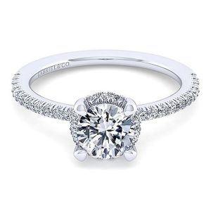 Gabriel 14 Karat Hidden Halo Round Diamond Engagement Ring ER14719R4W44JJ