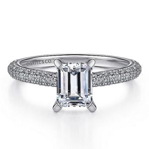 Gabriel 14 Karat White Gold Emerald Cut Diamond Engagement Ring ER14720E4W44JJ