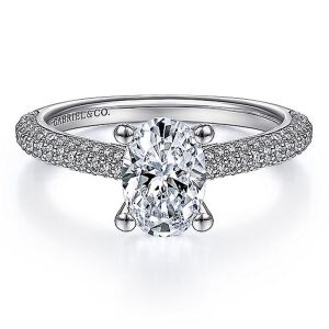 Gabriel 14 Karat White Gold Oval Diamond Engagement Ring ER14720O4W44JJ