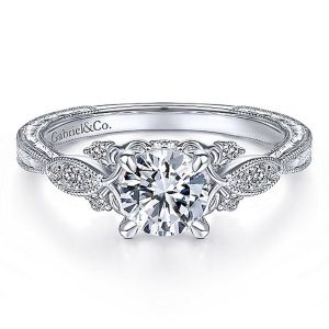 Gabriel 14 Karat Round Diamond Engagement Ring ER14768R3W44JJ