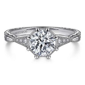 Gabriel 14 Karat Round Diamond Engagement Ring ER14770R4W44JJ