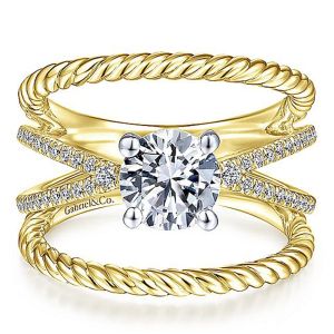 Gabriel 14k White/Yellow Round Diamond Engagement Ring ER14841R4M44JJ