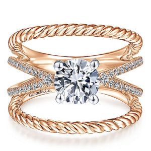 Gabriel 14К White/Rose Gold Round Diamond Engagement Ring ER14841R4T44JJ