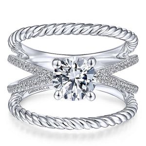 Gabriel 14 Karat Round Diamond Engagement Ring ER14841R4W44JJ