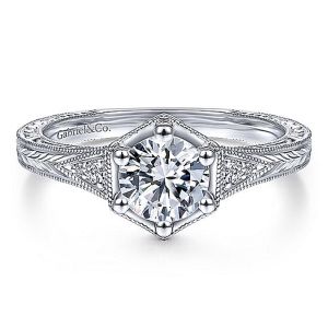 Gabriel 14 Karat Round Diamond Engagement Ring ER14961R3W44JJ